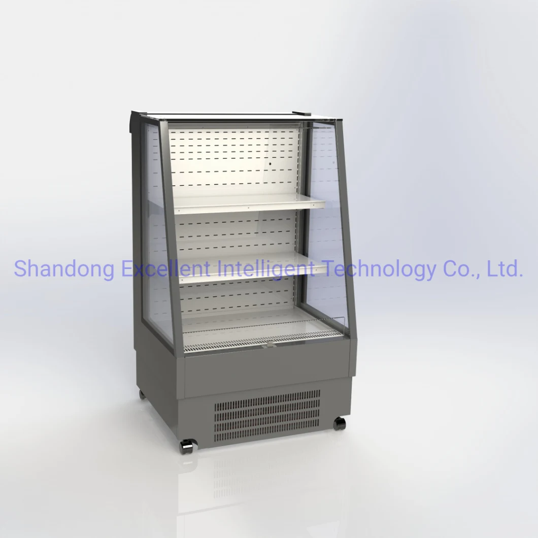 Supermarket Front Open Vertical Chiller Air Curtain Carel Controller Freezer