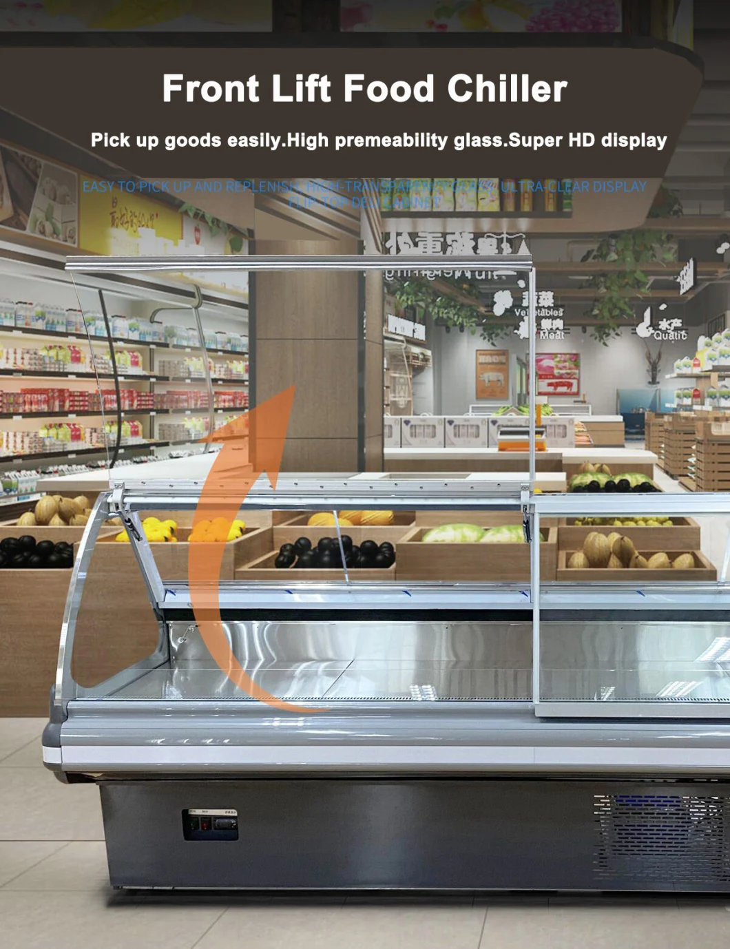 Supermarket Chicken Display Refrigerator Deli Meat Freezer