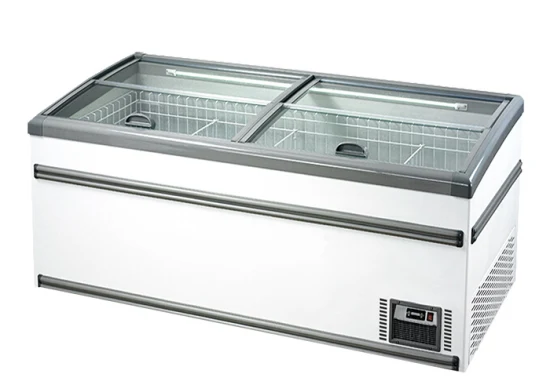 Supermarché Auto Defrost Top Open Glass Door Combine Display Showcase Chest Deep Island Congélateur